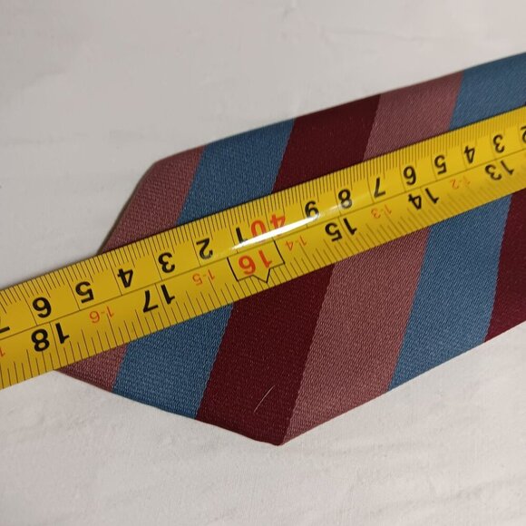 Vintage Ketch Striped Mens Clip-On Neck Tie Red Pink Blue - Picture 5 of 5